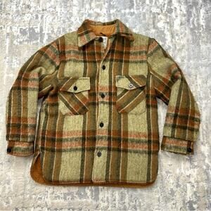 Vintage Towncraft Shearling Lined Plaid Chore Barn Jacket Wool Blend M 10/12